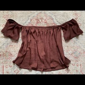 American Eagle off-the-shoulder silky shirt